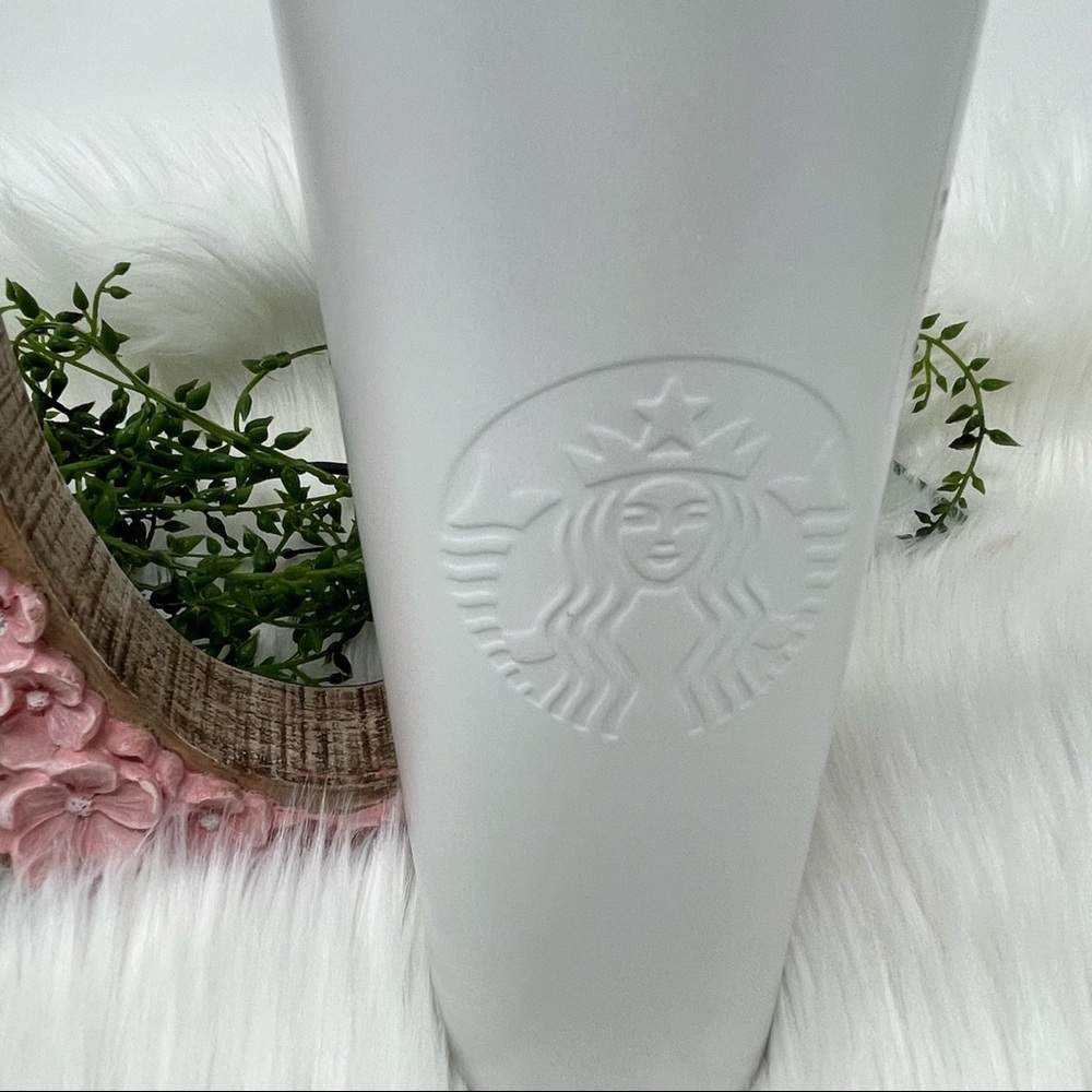 STARBUCKS 16oz PEARL WHITE TUMBLER / COLD CUP SLIDE OPENING LID BPA FREE - Picture 4 of 9